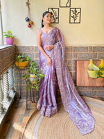 Ideal Purple Color Burberry Fabric Casual Saree