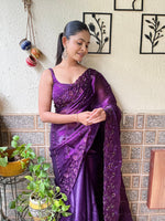 Ideal Purple Color Burberry Fabric Casual Saree