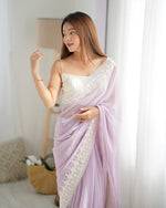 Beauteous Purple Color Georgette Fabric Casual Saree