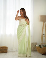 Beauteous Green Color Georgette Fabric Casual Saree