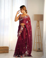 Beauteous Maroon Color Georgette Fabric Partywear Saree