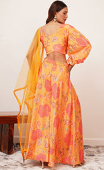 Amazing Orange Color Chinon Fabric Cord Set