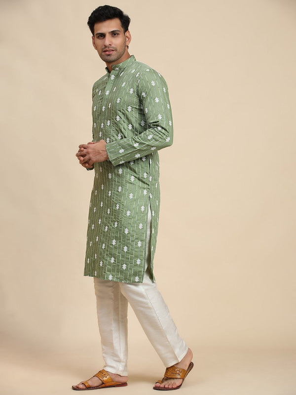 Amazing Green Color Viscose Fabric Kurta Pajama