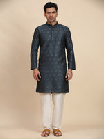 Amazing Navy Blue Color Viscose Fabric Kurta Pajama