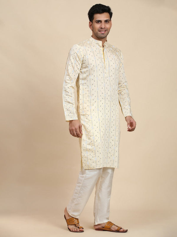 Amazing Cream Color Viscose Fabric Kurta Pajama