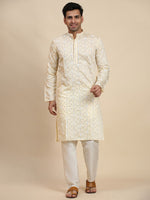 Amazing Cream Color Viscose Fabric Kurta Pajama