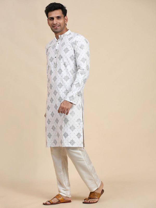 Amazing White Color Viscose Fabric Kurta Pajama