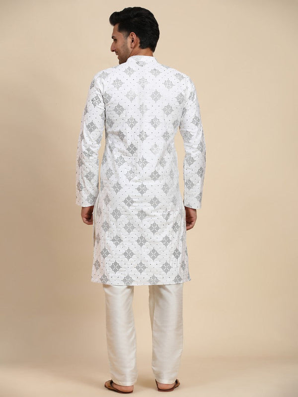 Amazing White Color Viscose Fabric Kurta Pajama