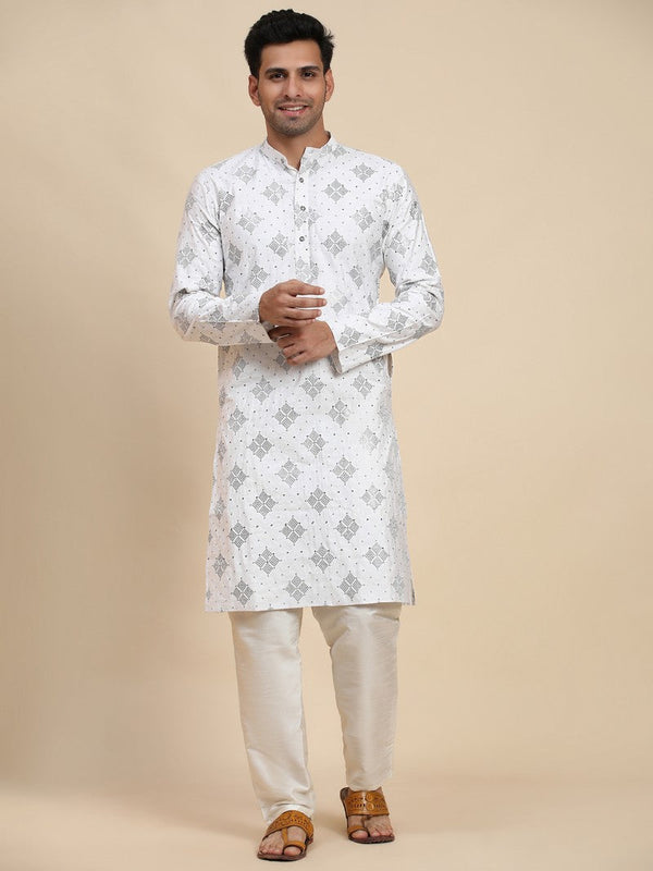 Amazing White Color Viscose Fabric Kurta Pajama