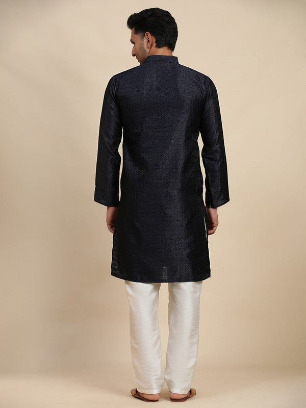 Amazing Navy Blue Color Viscose Fabric Kurta Pajama