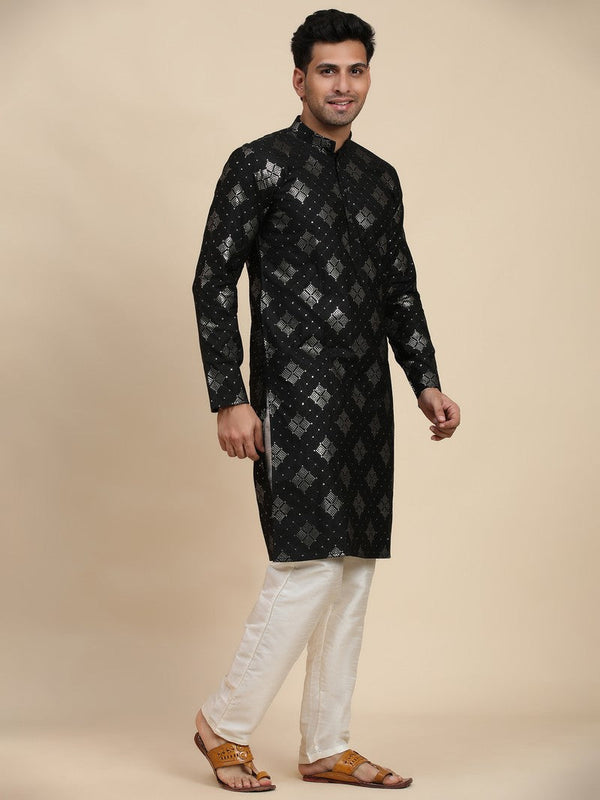 Amazing Black Color Viscose Fabric Kurta Pajama