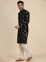 Amazing Black Color Viscose Fabric Kurta Pajama