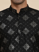 Amazing Black Color Viscose Fabric Kurta Pajama