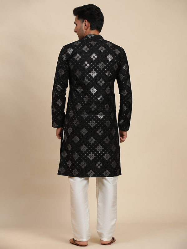 Amazing Black Color Viscose Fabric Kurta Pajama