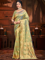 Grand Green Color Silk Fabric Partywear Saree