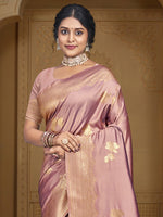 Grand Pink Color Silk Fabric Partywear Saree