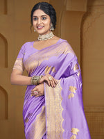 Grand Purple Color Silk Fabric Partywear Saree