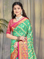 Grand Green Color Silk Fabric Partywear Saree