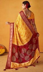 Grand Yellow Color Tussar Fabric Casual Saree