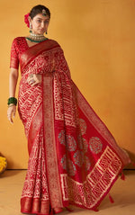 Grand Red Color Tussar Fabric Casual Saree