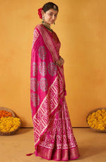 Grand Pink Color Tussar Fabric Casual Saree