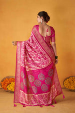 Grand Pink Color Tussar Fabric Casual Saree