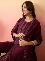 Amazing Maroon Color Silk Fabric Designer Suit