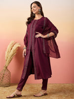 Amazing Maroon Color Silk Fabric Designer Suit