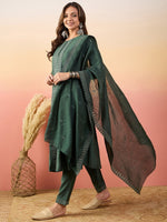 Amazing Green Color Silk Fabric Designer Suit