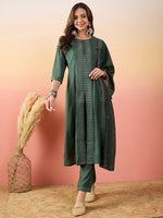 Amazing Green Color Silk Fabric Designer Suit