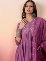 Amazing Purple Color Silk Fabric Designer Suit