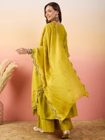 Amazing Yellow Color Silk Fabric Designer Suit