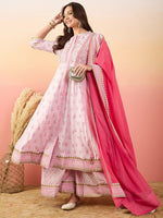 Amazing Pink Color Silk Fabric Designer Suit