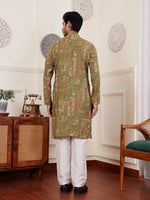 Amazing Green Color Silk Fabric Kurta Pajama