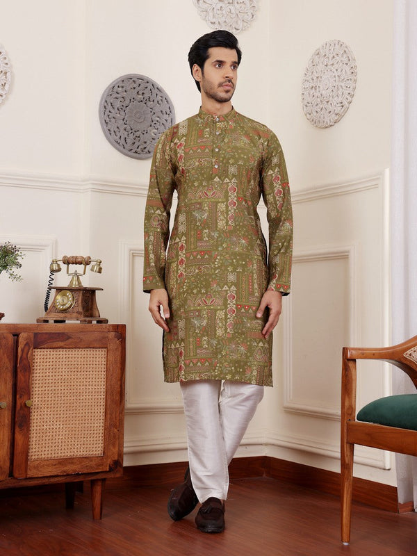 Amazing Green Color Silk Fabric Kurta Pajama