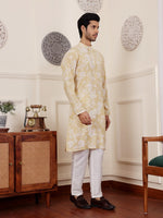 Amazing Yellow Color Silk Fabric Kurta Pajama