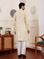 Amazing Yellow Color Silk Fabric Kurta Pajama