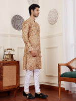 Amazing Brown Color Silk Fabric Kurta Pajama