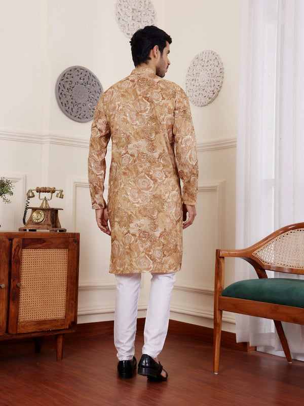 Amazing Brown Color Silk Fabric Kurta Pajama