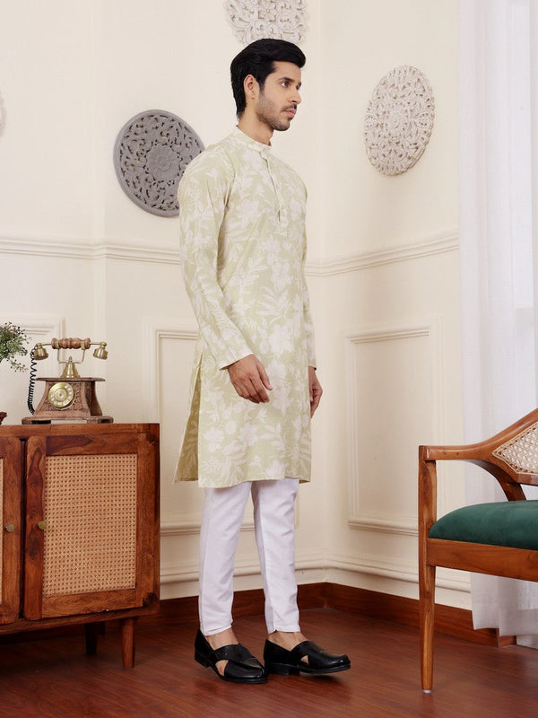 Amazing Green Color Silk Fabric Kurta Pajama