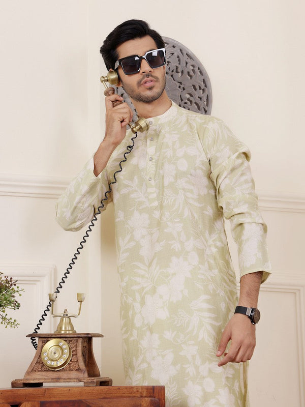 Amazing Green Color Silk Fabric Kurta Pajama