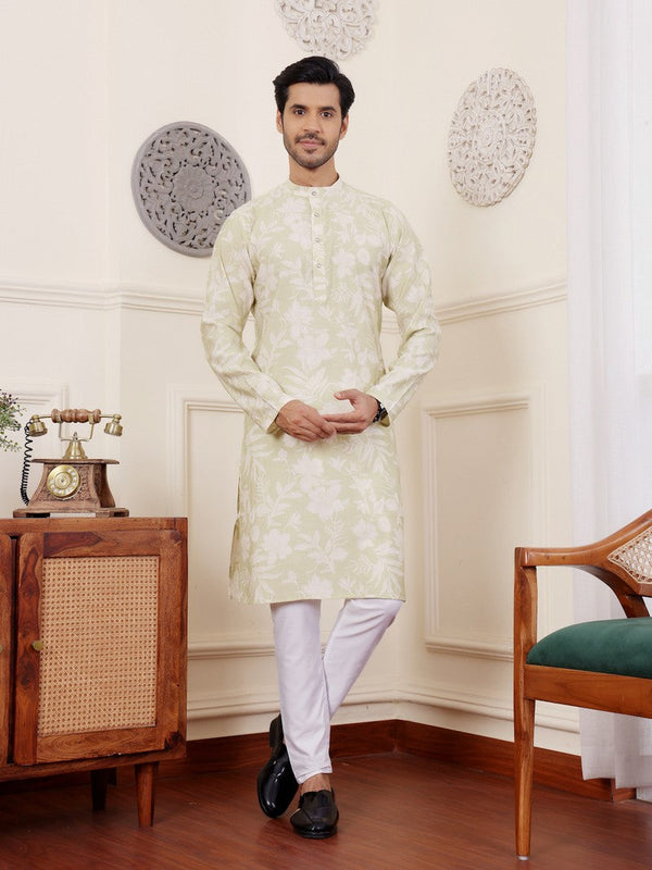 Amazing Green Color Silk Fabric Kurta Pajama