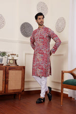 Amazing Pink Color Silk Fabric Kurta Pajama