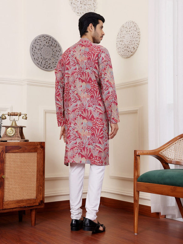 Amazing Pink Color Silk Fabric Kurta Pajama