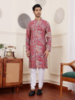 Amazing Pink Color Silk Fabric Kurta Pajama