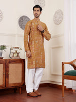 Amazing Mustard Color Silk Fabric Kurta Pajama