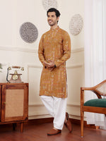 Amazing Mustard Color Silk Fabric Kurta Pajama