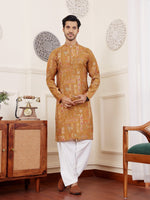 Amazing Mustard Color Silk Fabric Kurta Pajama