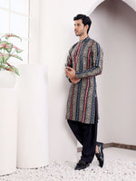 Dazzling Multi Color Silk Fabric Mens Kurta