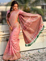 Beauteous Pink Color Pashmina Fabric Partywear Saree